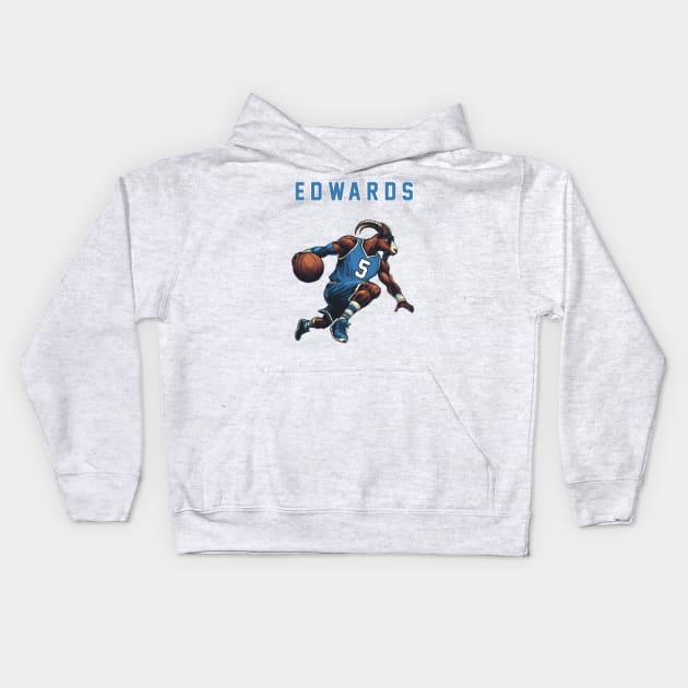 Anthony Edwards Goat Timberwolves Kids Hoodie by DarkWave